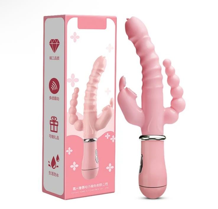 Вибратор с тройной стимуляцией на батарейках 12 режимов вибрации