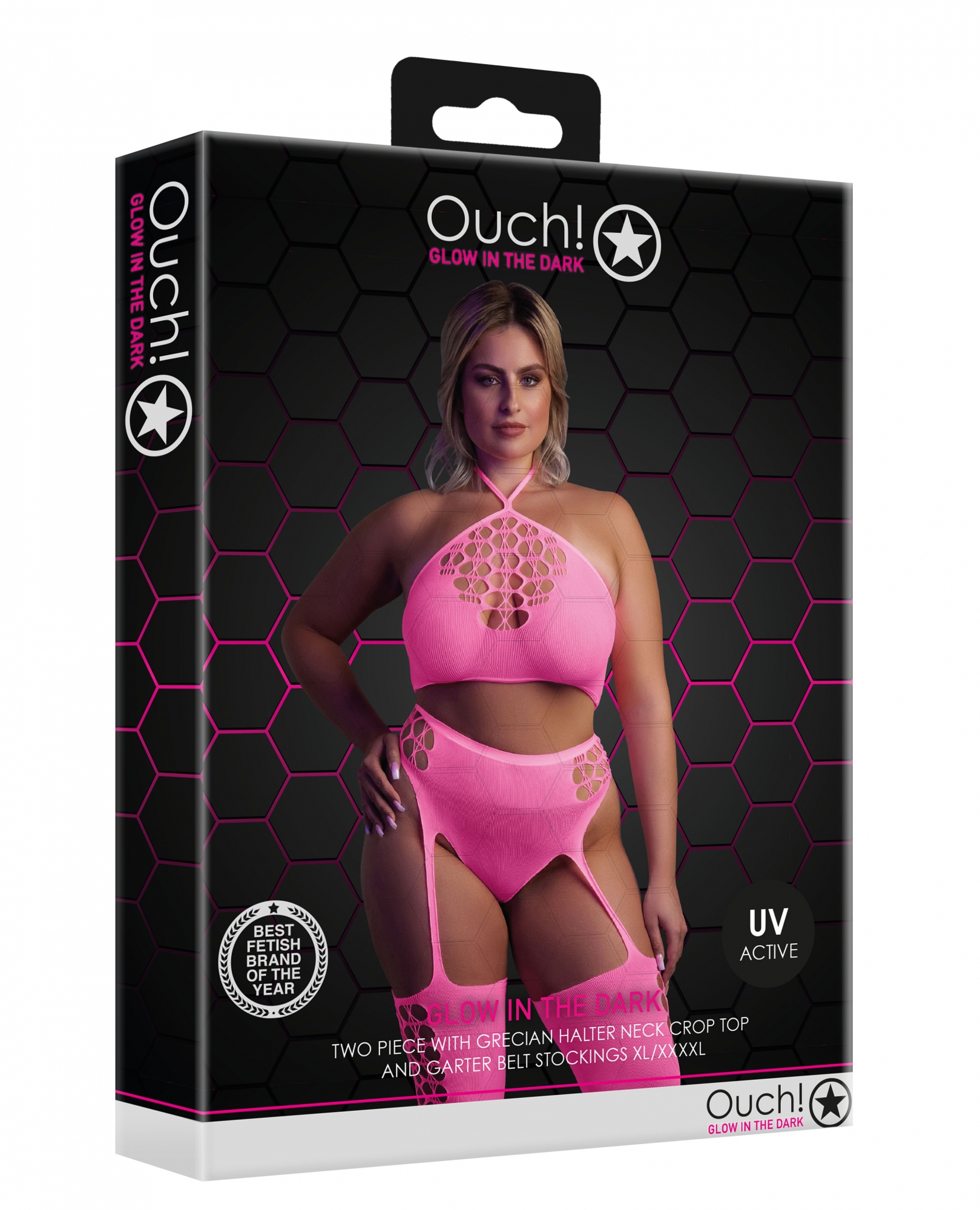 Комплект с чулками neon розовый  XL/4XL