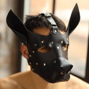 Маска собаки из натуральной кожи 