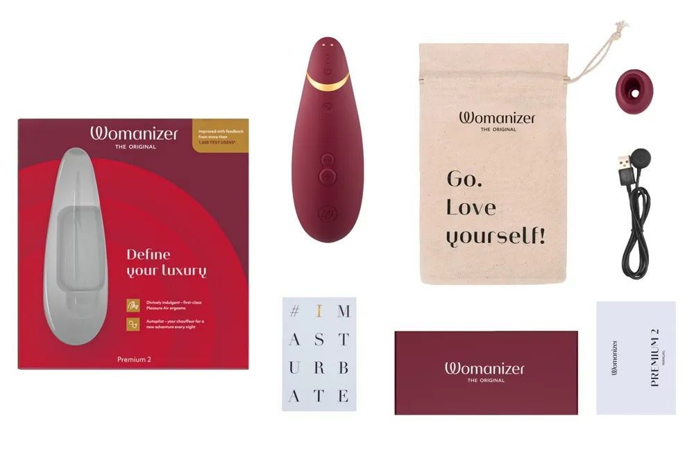 Клиторальный стимулятор Womanizer Premium 2 бордовый