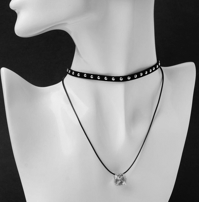 Двойной чокер с кристаллом