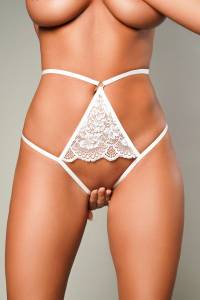 Белые  откровенные трусики с доступом M 