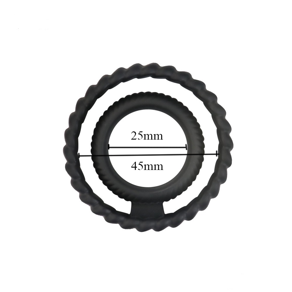 Двойное черное эрекционное кольцо из силикона