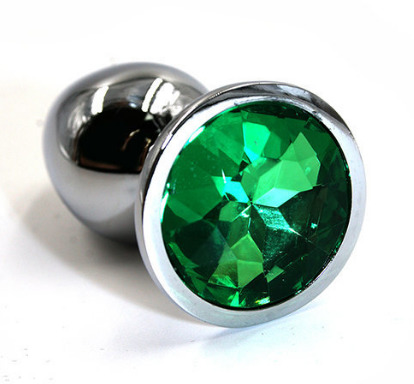 Анальная пробка Butt Plug Silver Large Green