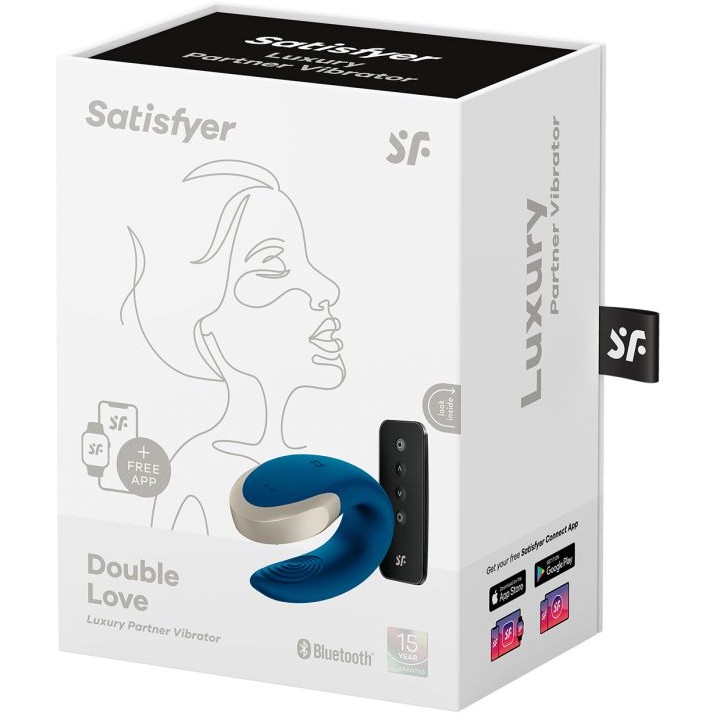 Голубой вибратор для пары Satisfyer Double Love