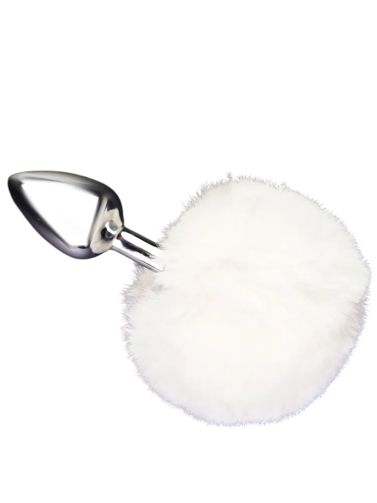 БДСМ набор меховой белый с анальной пробкой