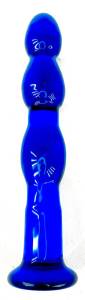 Анальный стимулятор синий из стекла 
