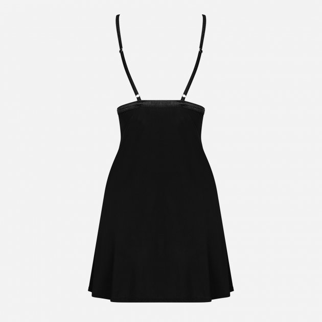 Черная сорочка с ажурным лифом  Cecilla S/M