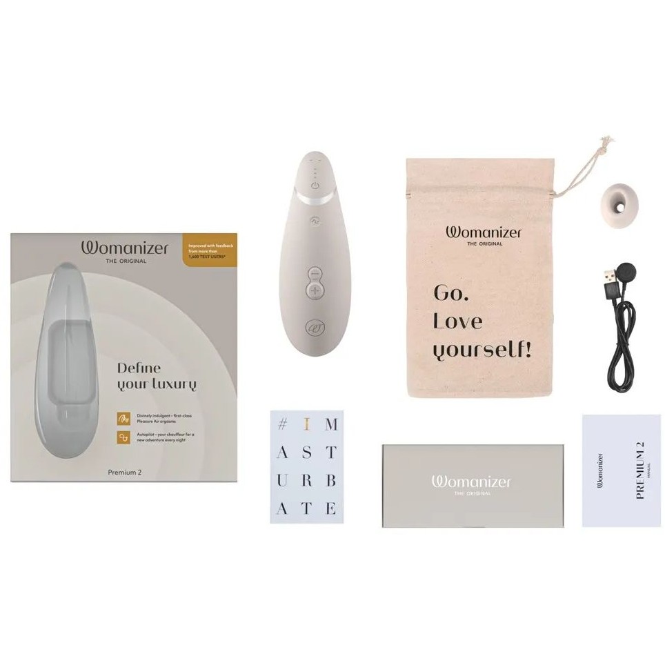 Серый клиторальный стимулятор Womanizer Premium 2