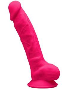 Ярко-розовый фаллос с мошонкой 