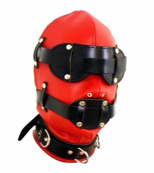 Красный закрытый шлем BDSM Fetish