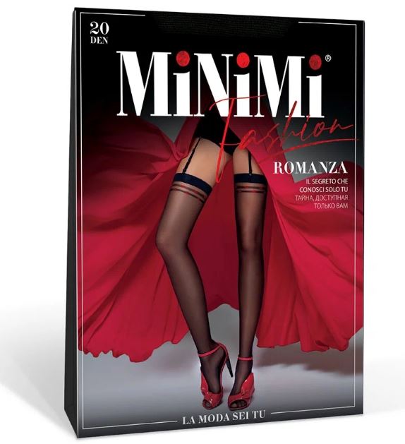 Черные чулки с сердечками Romanza M/L 