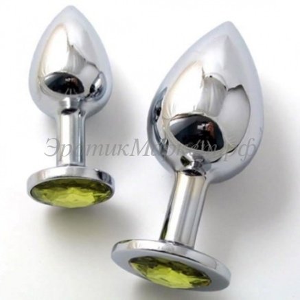  Анальная пробка Butt Plug Silver Small Yellow