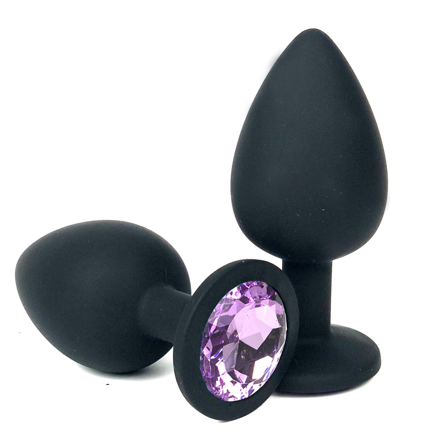 Черная анальная пробка с кристаллом Purple