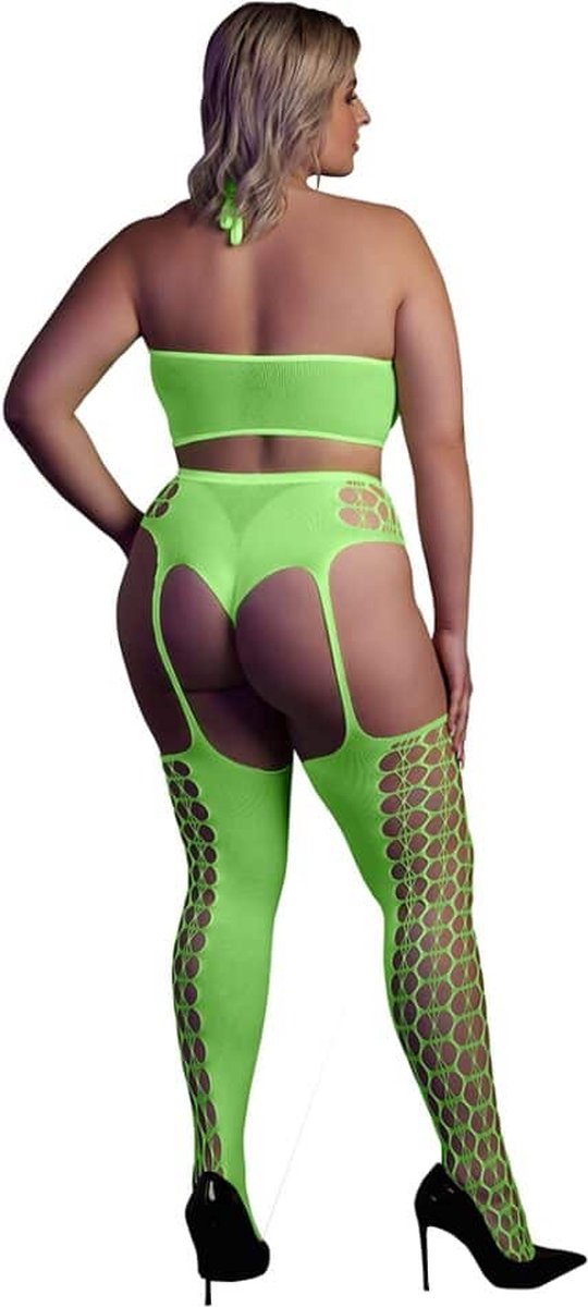 Комплект с чулками neon Green XL/XXXXL