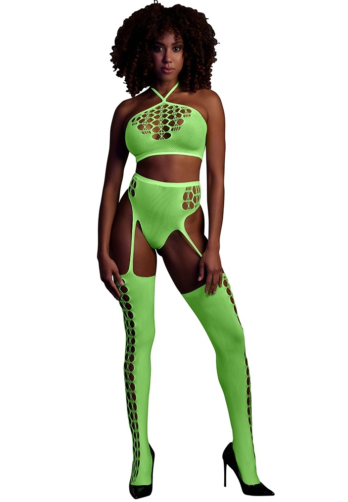 Комплект с чулками neon Green - XS/XL