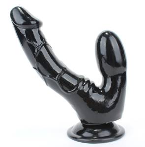 Двойной стимулятор с присоской черный 