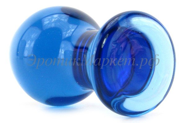 Анальная пробка Crystal Plug малая из стекла голубая