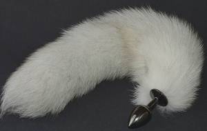 Анальная пробка с белым хвостом S 