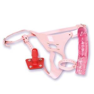 Розовый страпон Janines Harness 