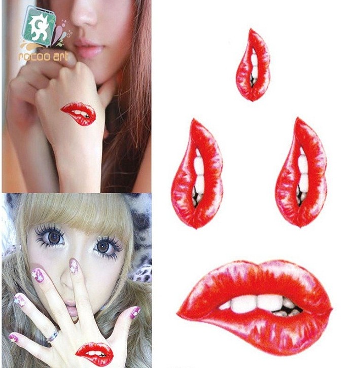 Временное тату губы