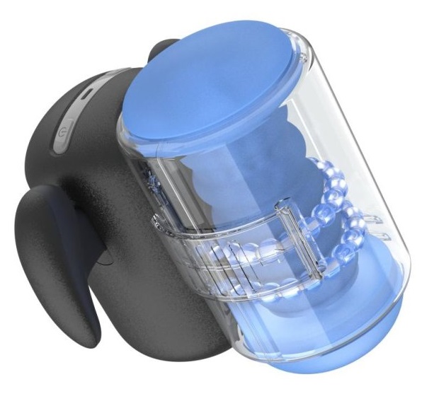 Автоматический мастурбатор для мужчин AMOVIBE Black Knight с массажем бусинами