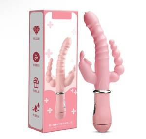 Вибратор с тройной стимуляцией на батарейках 12 режимов вибрации 