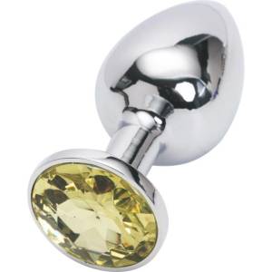 Анальная пробка Butt Plug Silver Large Yellow 