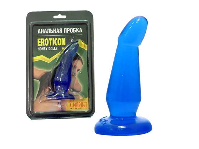 Пробка анальная изогнутая голубая