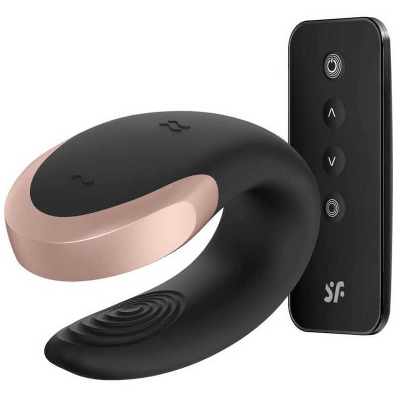 Черный вибратор для пары Satisfyer Double Love