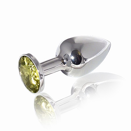  Анальная пробка Butt Plug Silver Small Yellow