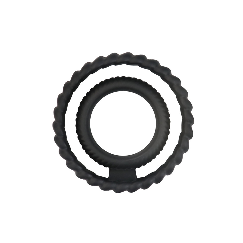 Двойное черное эрекционное кольцо из силикона