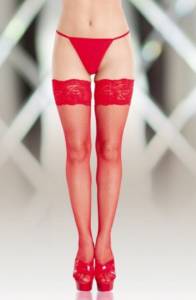 Чулки в сетку красные 3 