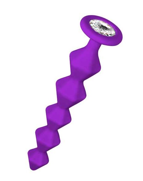 Фиолетовая анальная цепочка с кристаллом