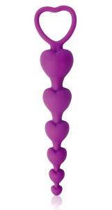 Фиолетовая анальная цепочка сердечки 