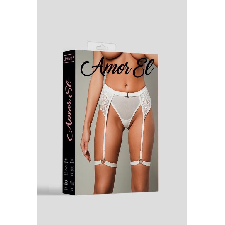 Трусики с поясом и гартерами L/XL Cream