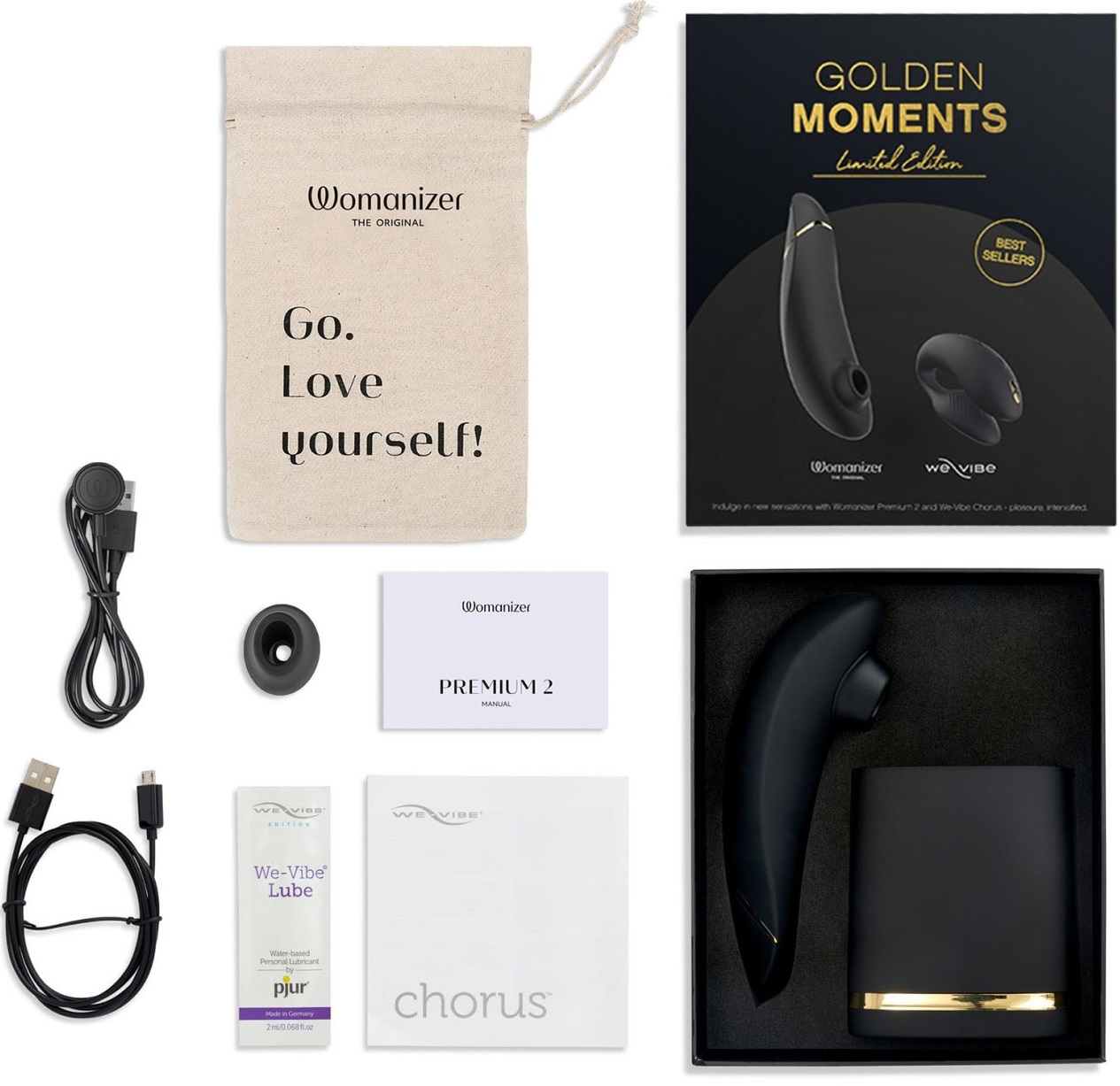 Набор Golden Moments: Womanizer Premium 2 + We-Vibe Chorus