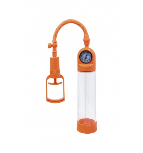 Вакуумная помпа с манометром оранжевая