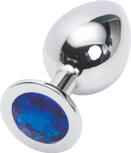 Анальная пробка Butt Plug Silver Medium Blue