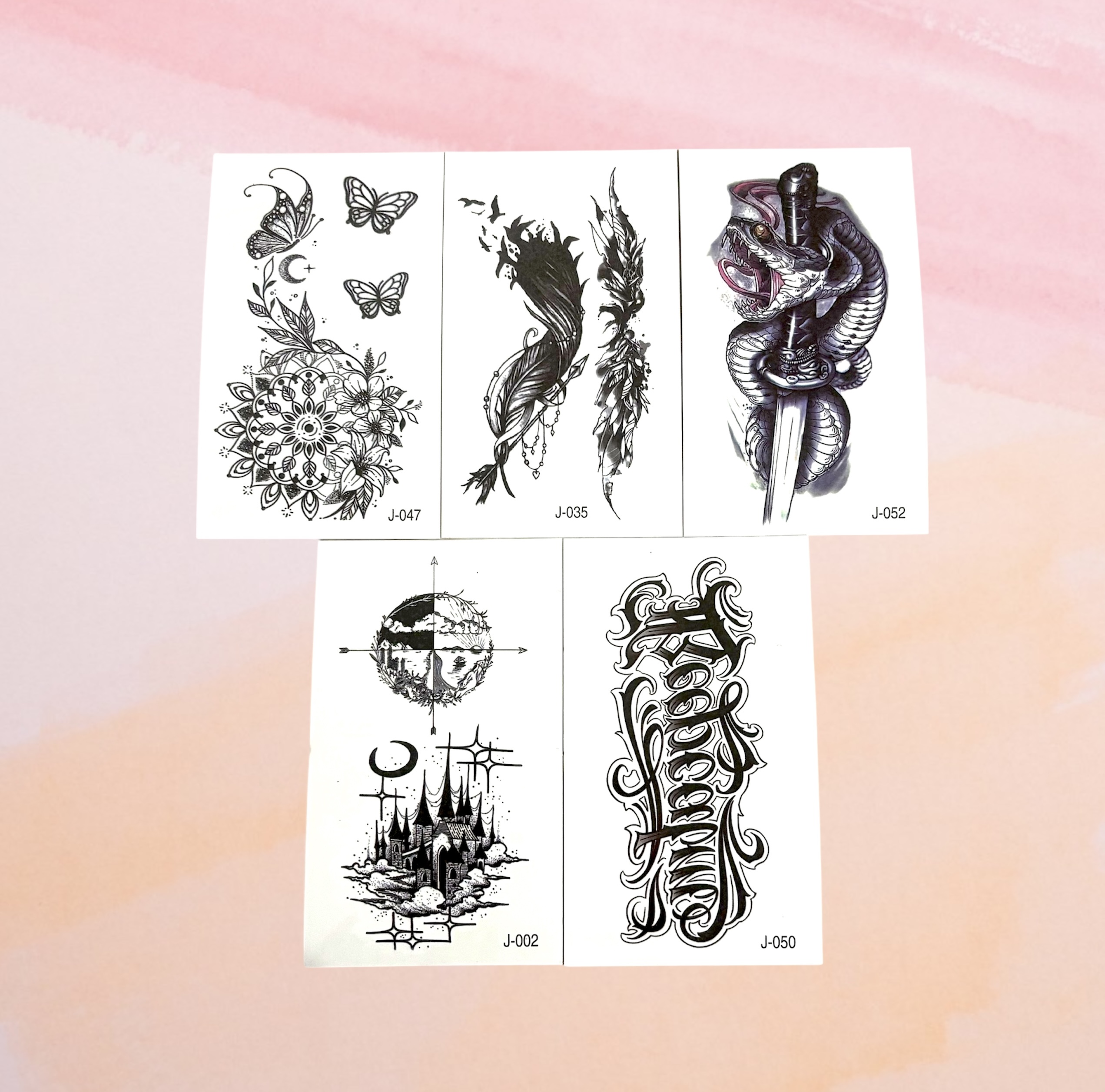 Набор временных тату 5 листов