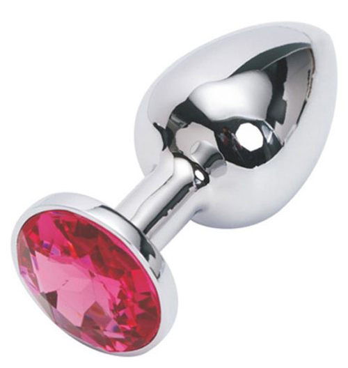 Анальная пробка Butt Plug Silver Medium ярко-розовый