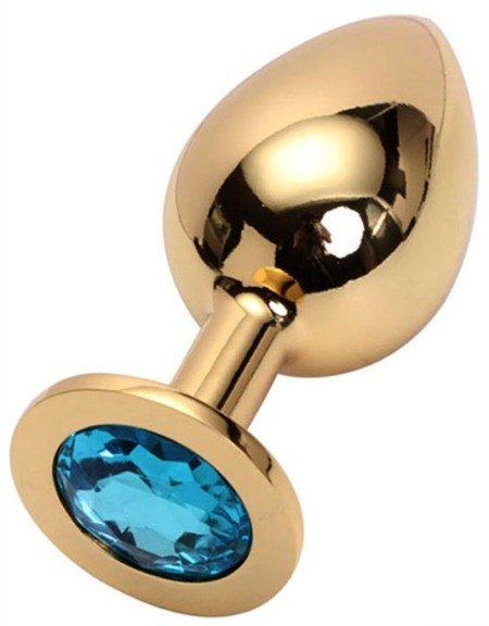 Тяжелая Пробка Butt Plug Gold Large светло голубой