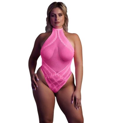 Шикарный боди Neon розовый  XL/XXXXL