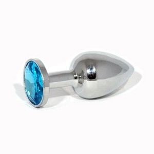 Пробка Butt Plug Silver Small нежно-голубой 
