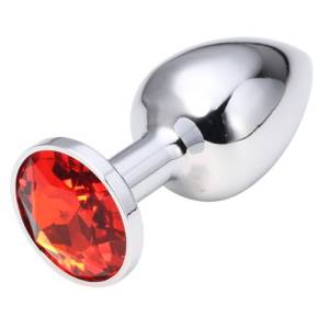 Анальная пробка Butt Plug Silver Large Red 