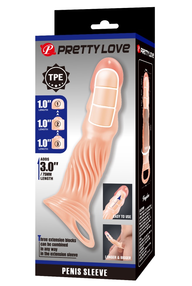 Насадка на пенис с тремя вкладышами-удлинителями