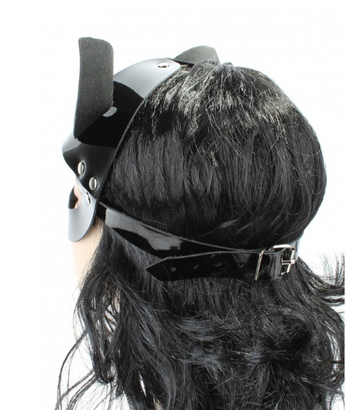 Маска кошечки черная лаковая