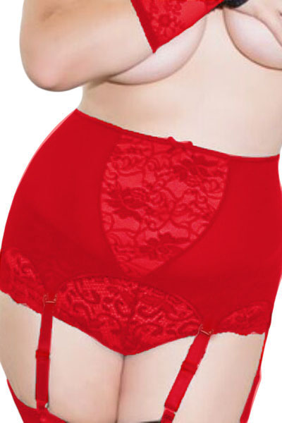 Высокий пояс для чулок красный 3XL/4XL