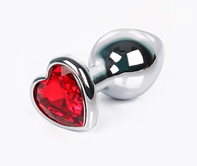 Анальный плаг с красным камнем Heart 