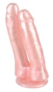 Двойной перламутровый дилдо розовый 